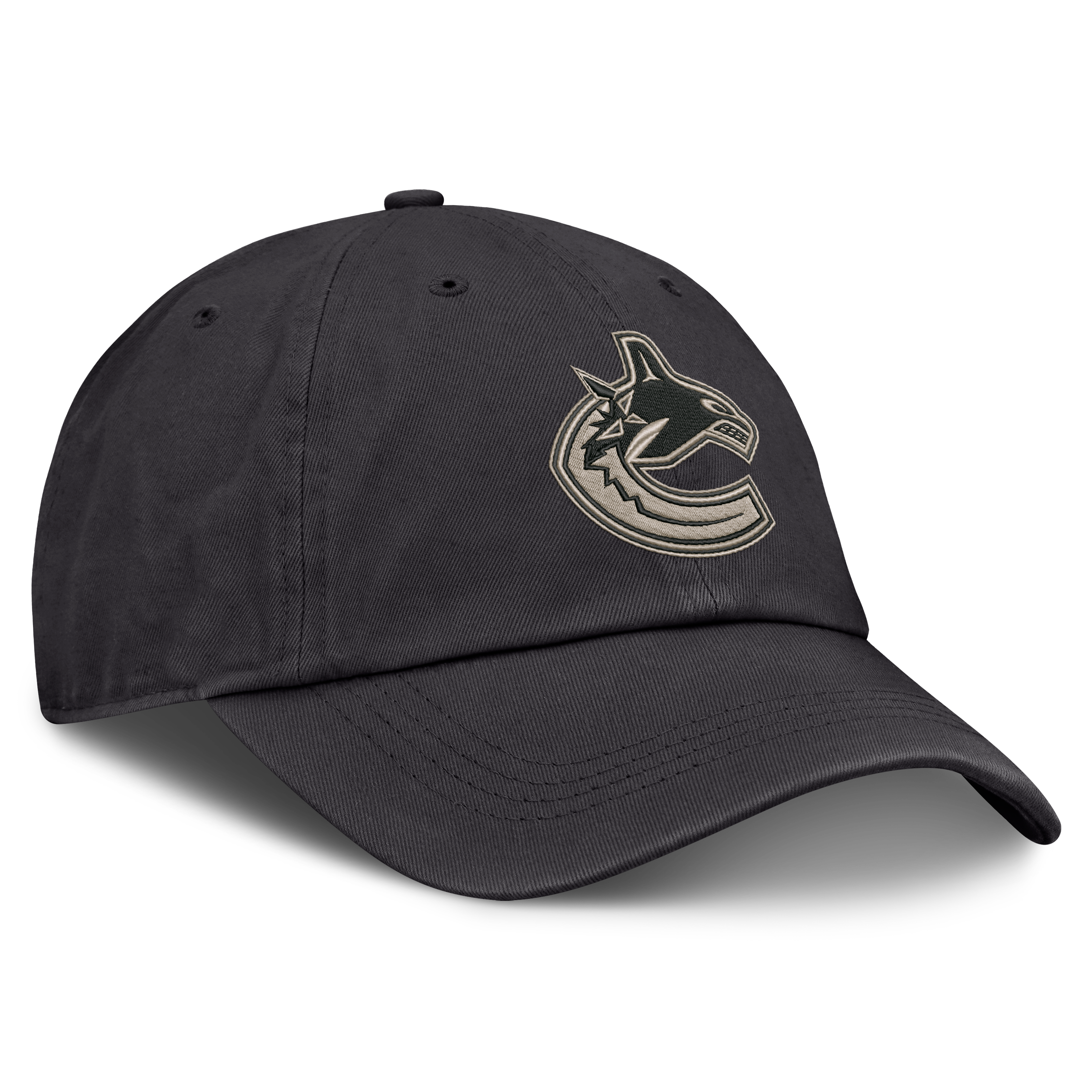 Casquette Fanatics Charcoal Vancouver Canucks Authentic Pro Road Soft Wash non structurée et ajustable pour homme