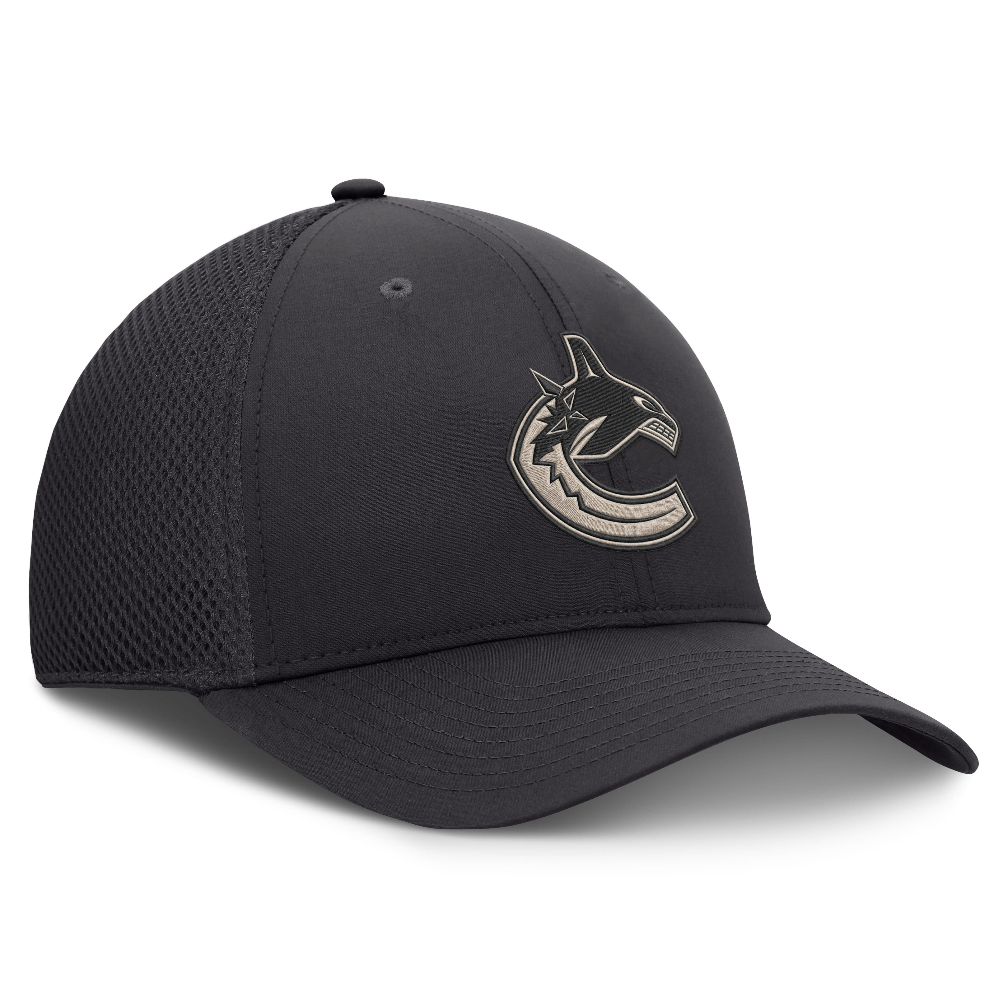 Casquette extensible à dos en maille couleur anthracite des Canucks de Vancouver (Fanatics) pour homme