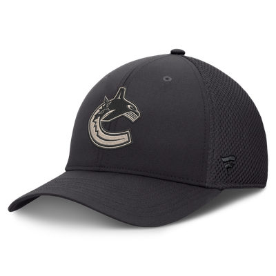 Men's Vancouver Canucks Fanatics Charcoal Road Meshback Stretch Hat