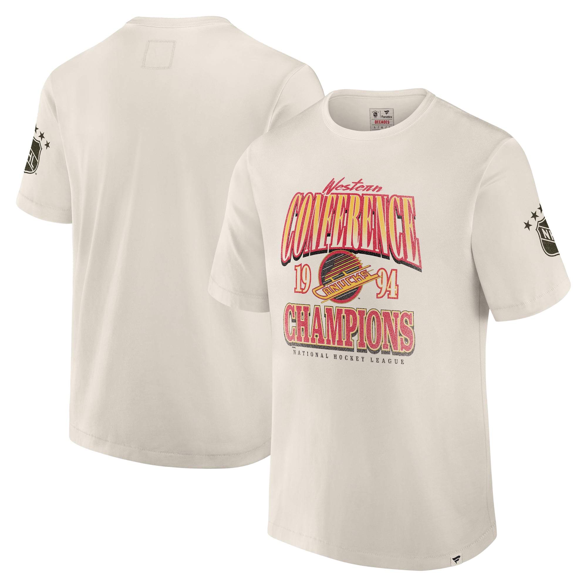 T-shirt intemporel Fanatics Cream Vancouver Canucks Collection Decades pour homme