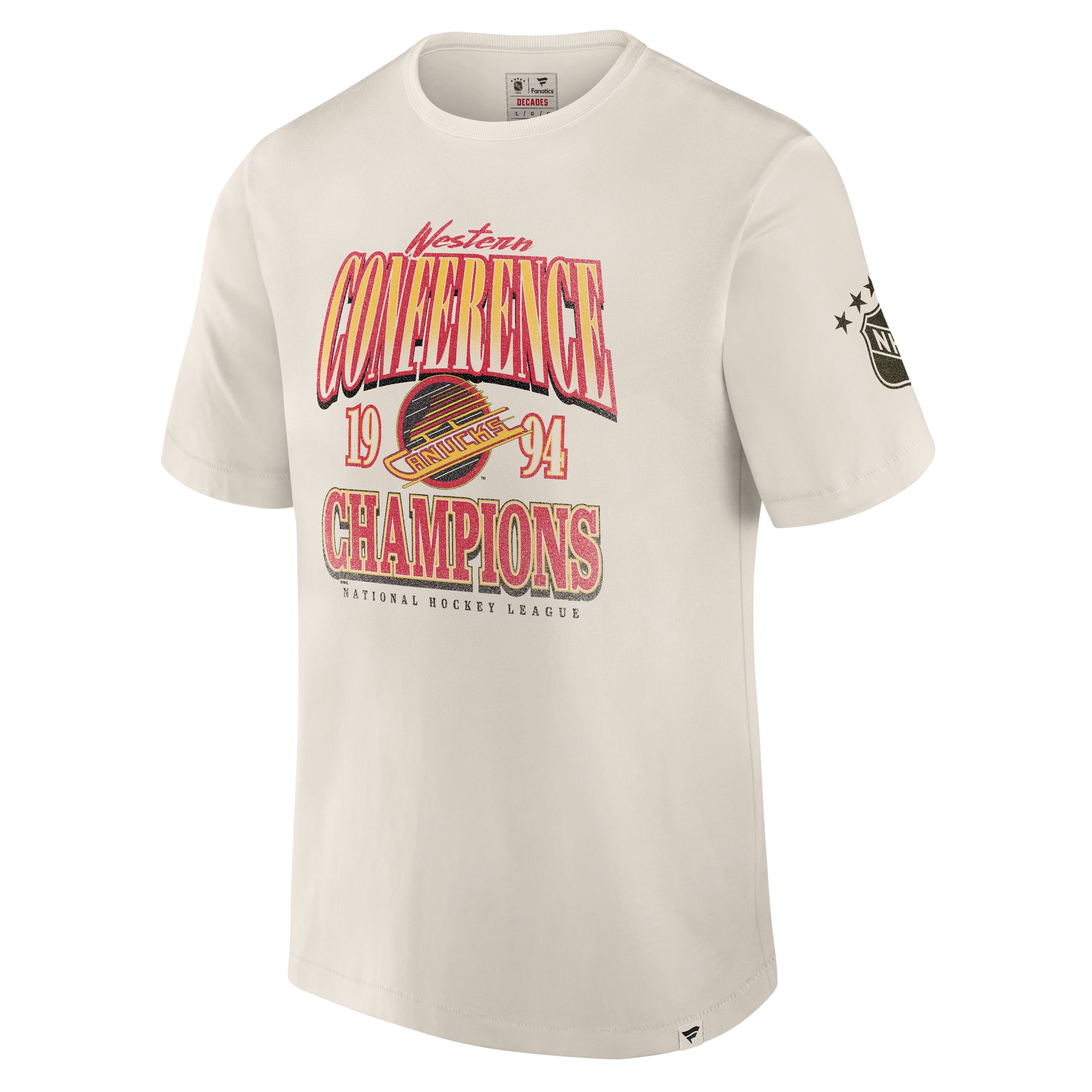 T-shirt intemporel Fanatics Cream Vancouver Canucks Collection Decades pour homme
