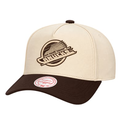 Men's Vancouver Canucks  Mitchell & Ness Cream Fashion Basics Pro Pinch Snapback Hat