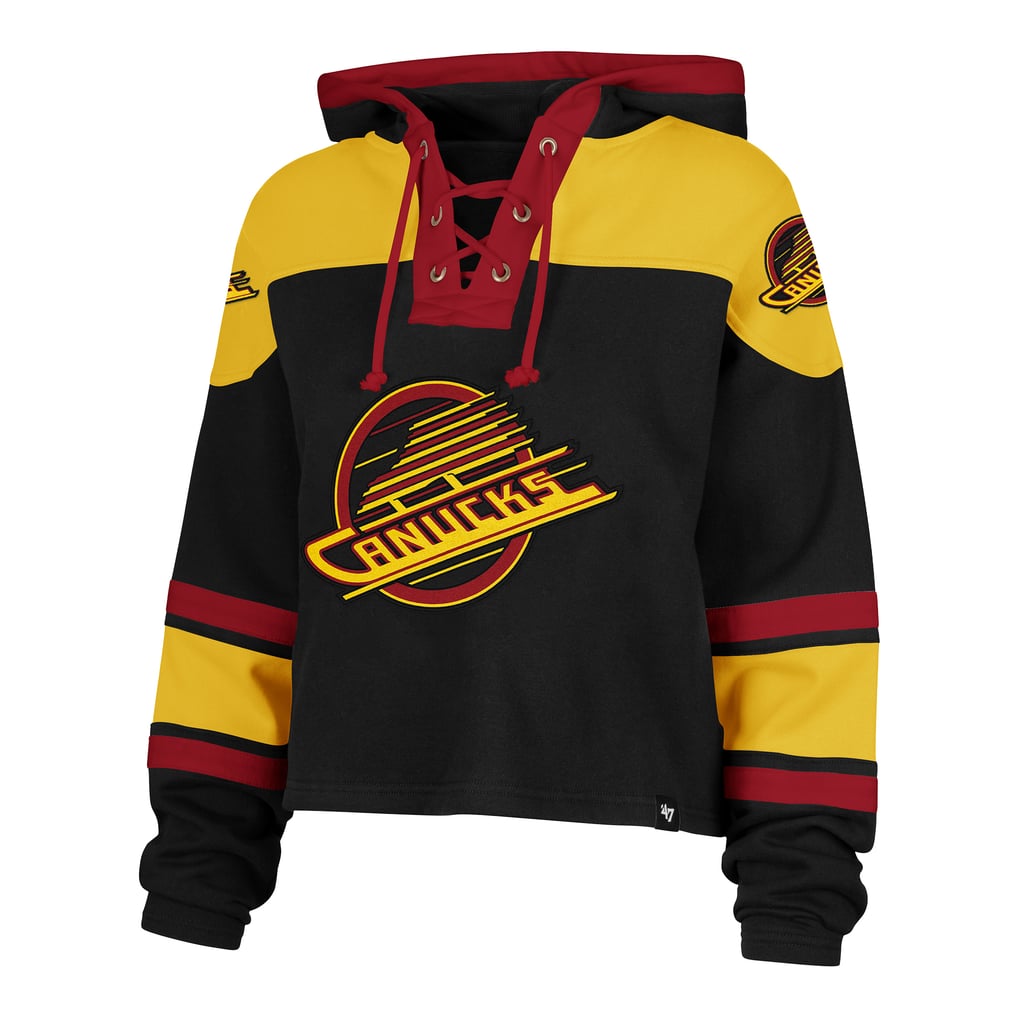 Women's Vancouver Canucks '47 Black Cropped Superior Lacer Pullover Hoodie