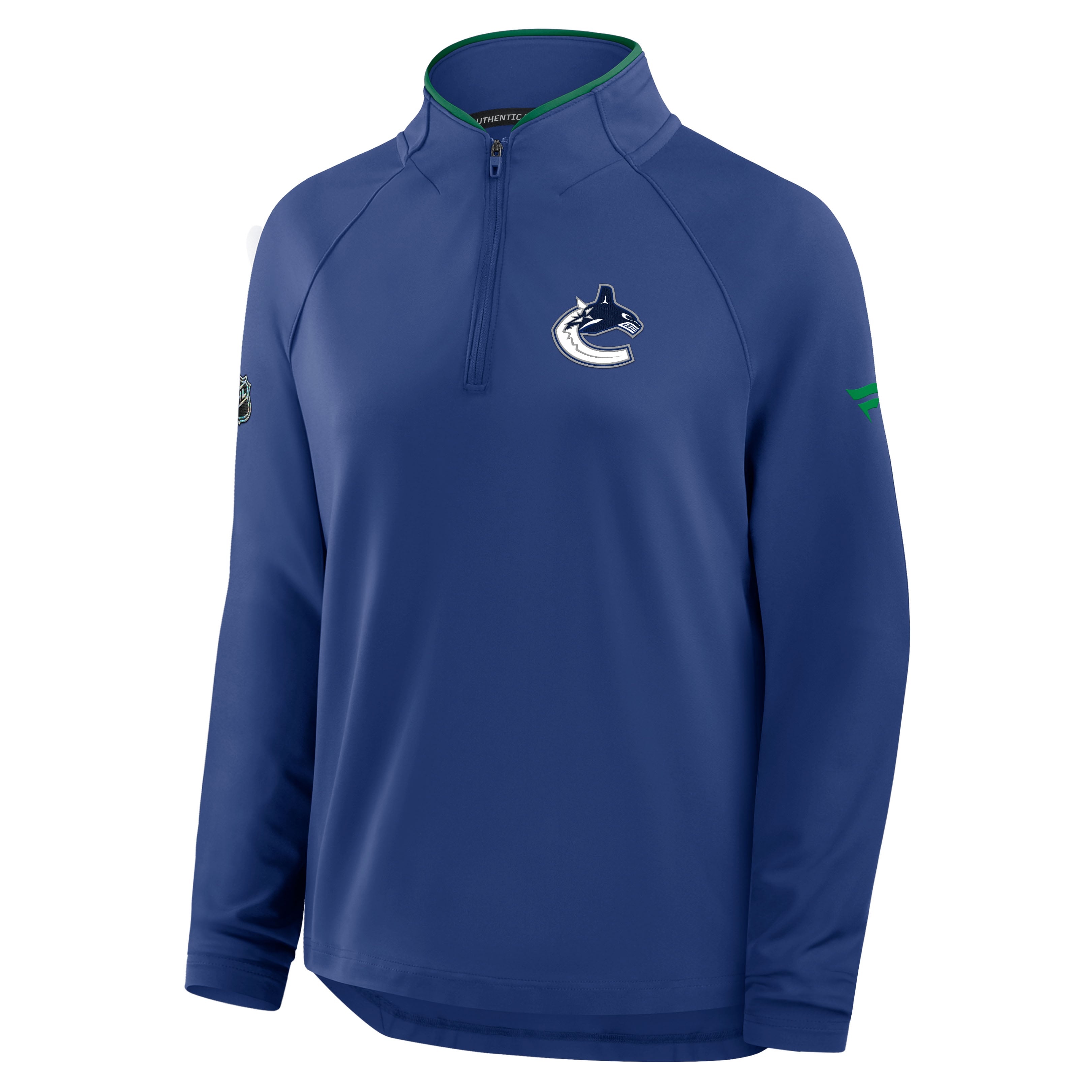 Women's Fanatics Blue Vancouver Canucks Authentic Pro Rink Raglan Lightweight Quarter-Zip Pullover