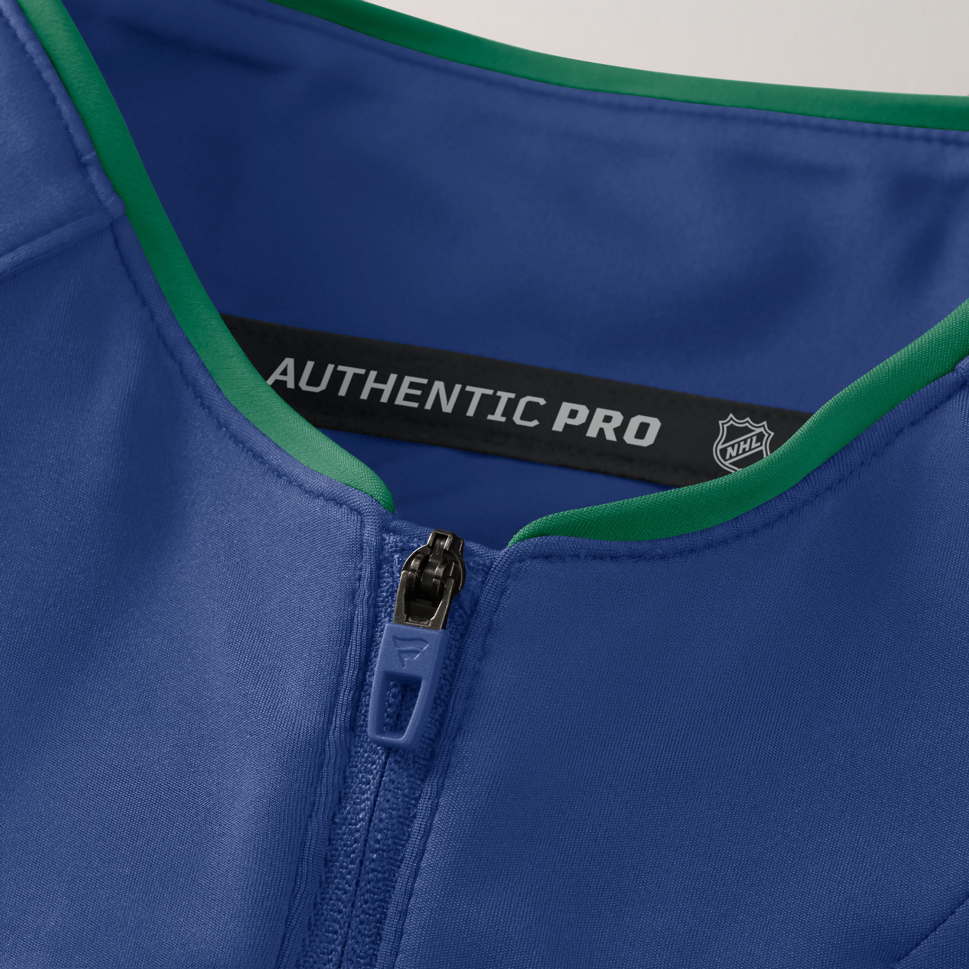 Women's Fanatics Blue Vancouver Canucks Authentic Pro Rink Raglan Lightweight Quarter-Zip Pullover