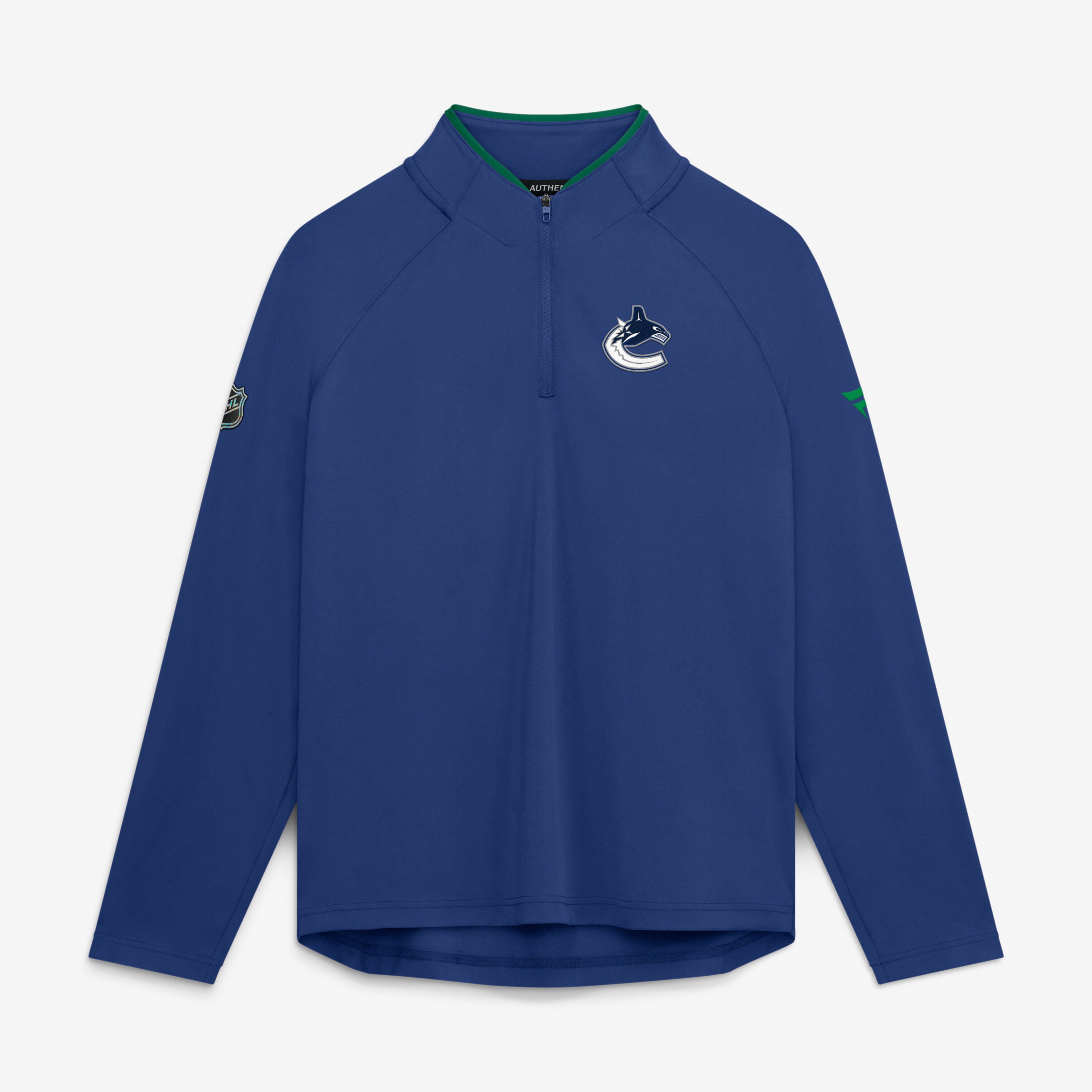 Women's Fanatics Blue Vancouver Canucks Authentic Pro Rink Raglan Lightweight Quarter-Zip Pullover