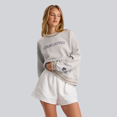 Women's Vancouver Canucks lululemon Gray Perfectly Oversized Hip Length Ringer Sweatshirt