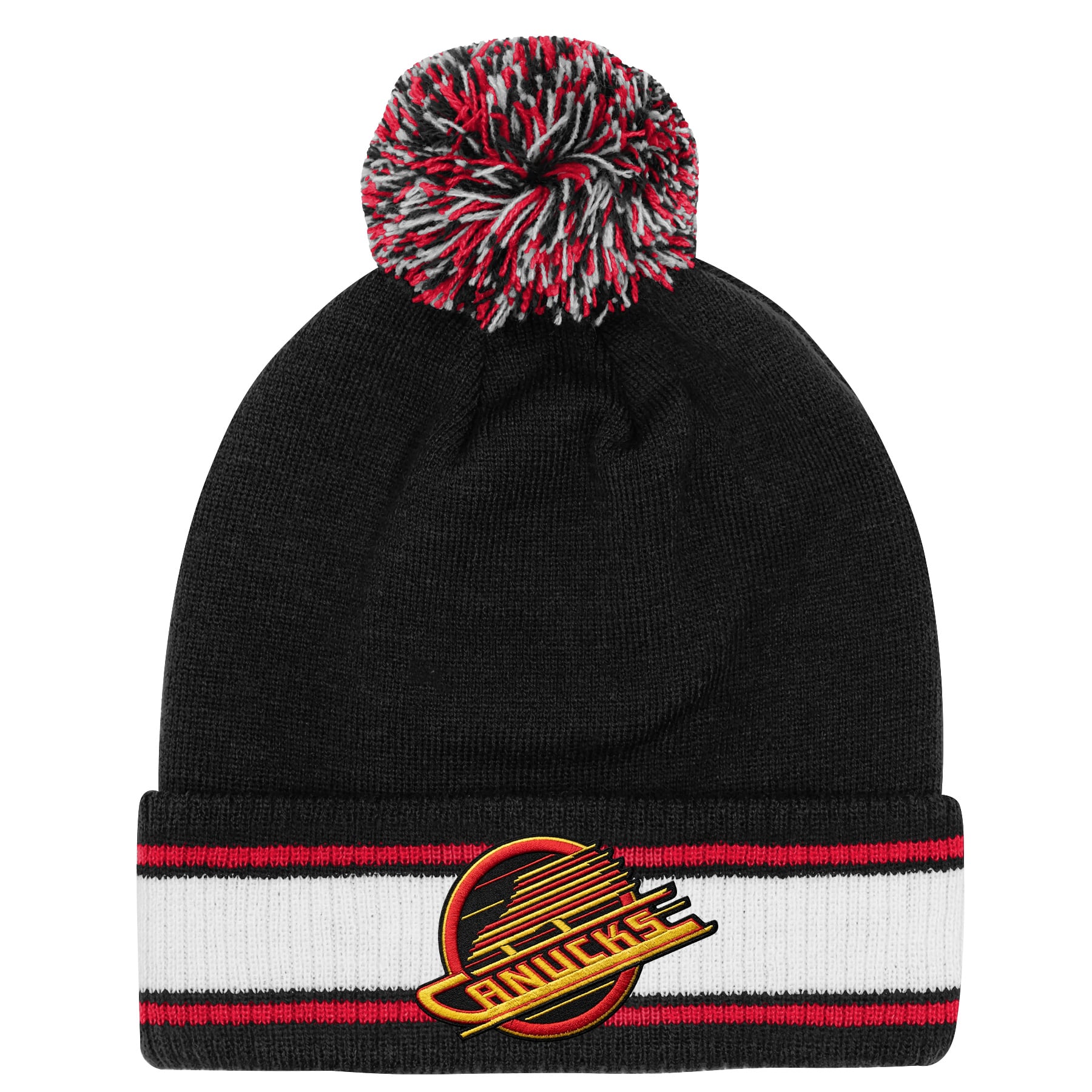 Youth Fanatics  Black Vancouver Canucks Authentic Pro Cuffed Knit Hat with Pom