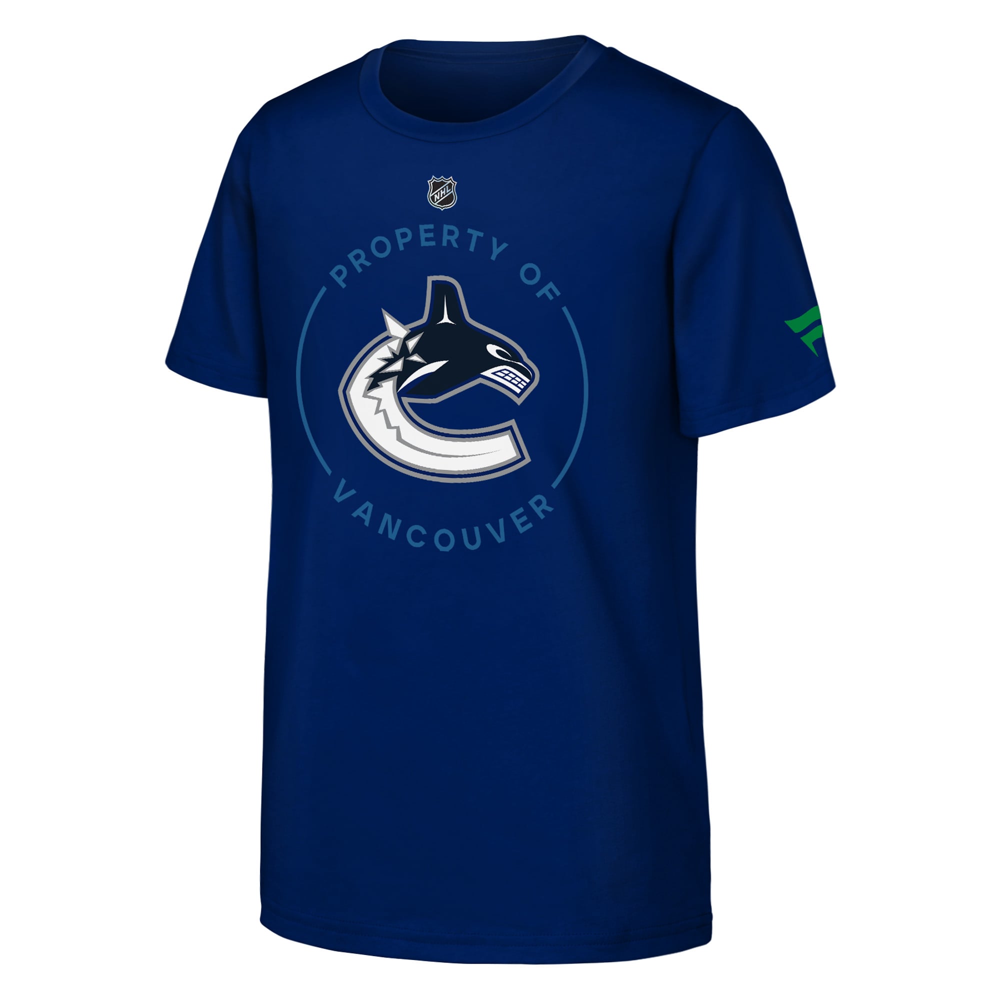 T-shirt authentique des Canucks de Vancouver bleus pour jeunes, propriété professionnelle Fanatics