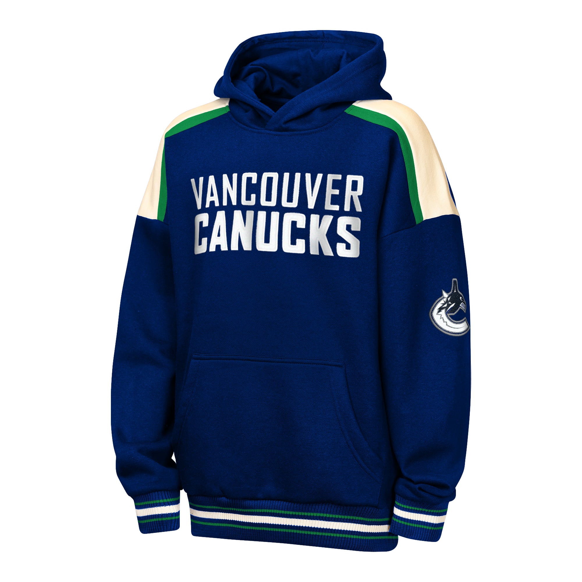 Sweat à capuche oversize en polaire bleue Outerstuff pour jeunes, motif camaraderie des Canucks de Vancouver