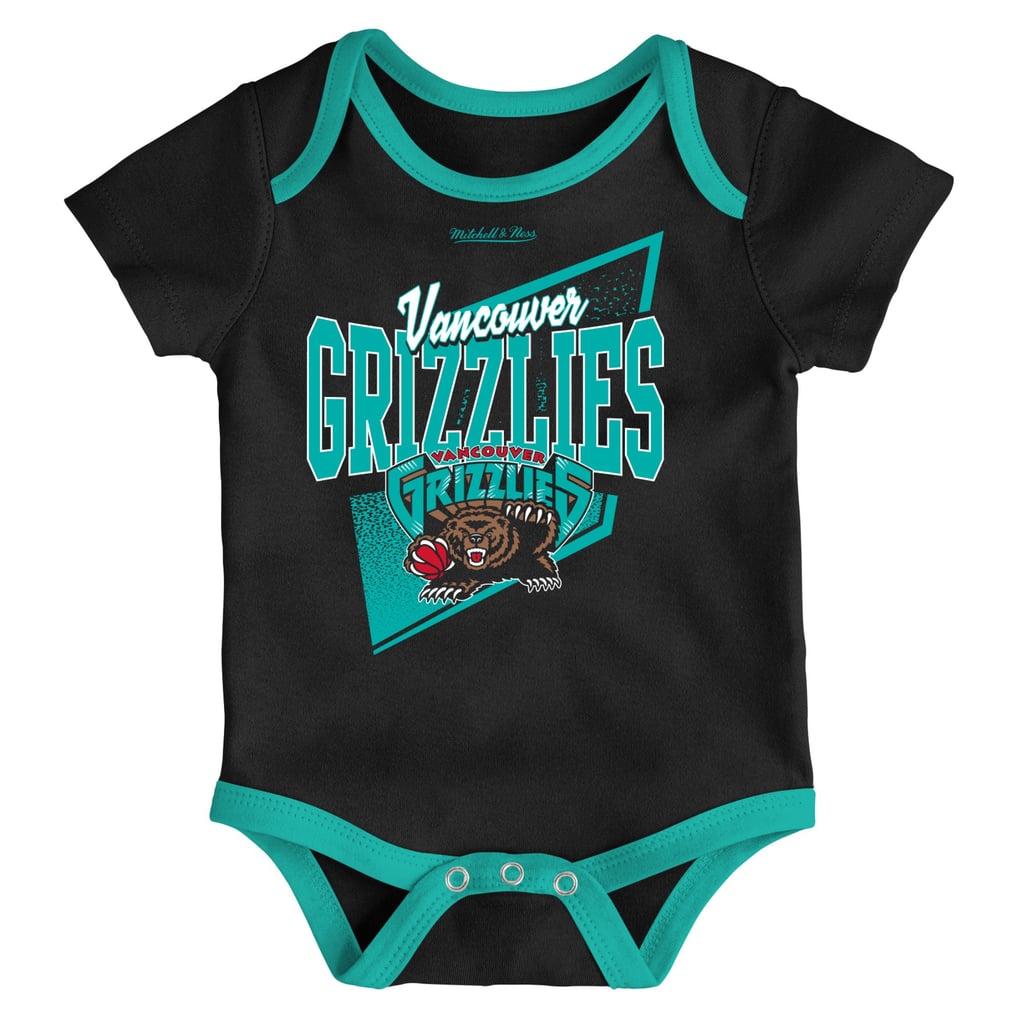 Vancouver Grizzlies Mitchell & Ness Infant Hardwood Classics Bodysuits & Cuffed Knit Hat Set - Black/Turquoise