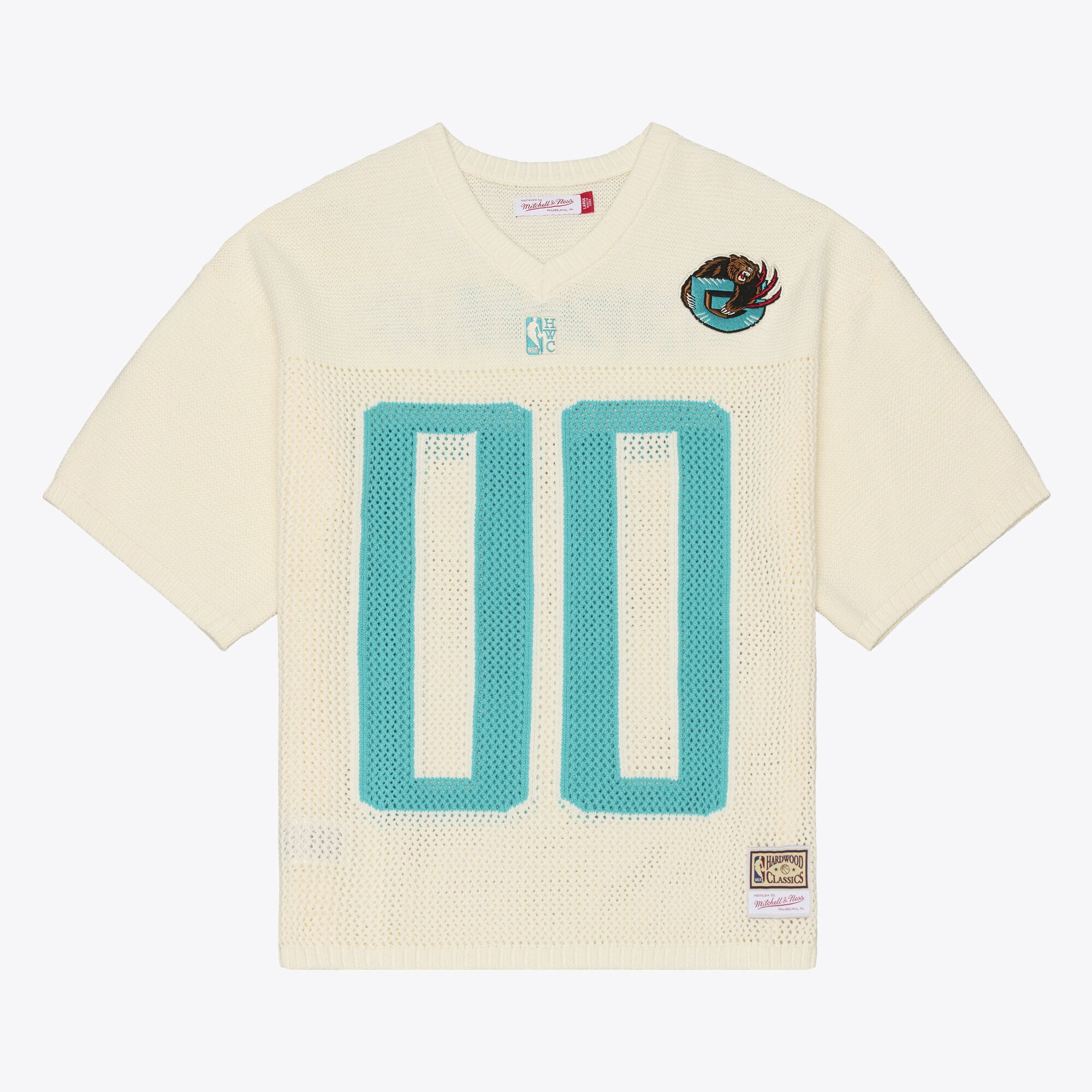 Men's Mitchell & Ness  Cream Vancouver Grizzlies Hardwood Classics Retro Roots Short Sleeve Sweater Jersey