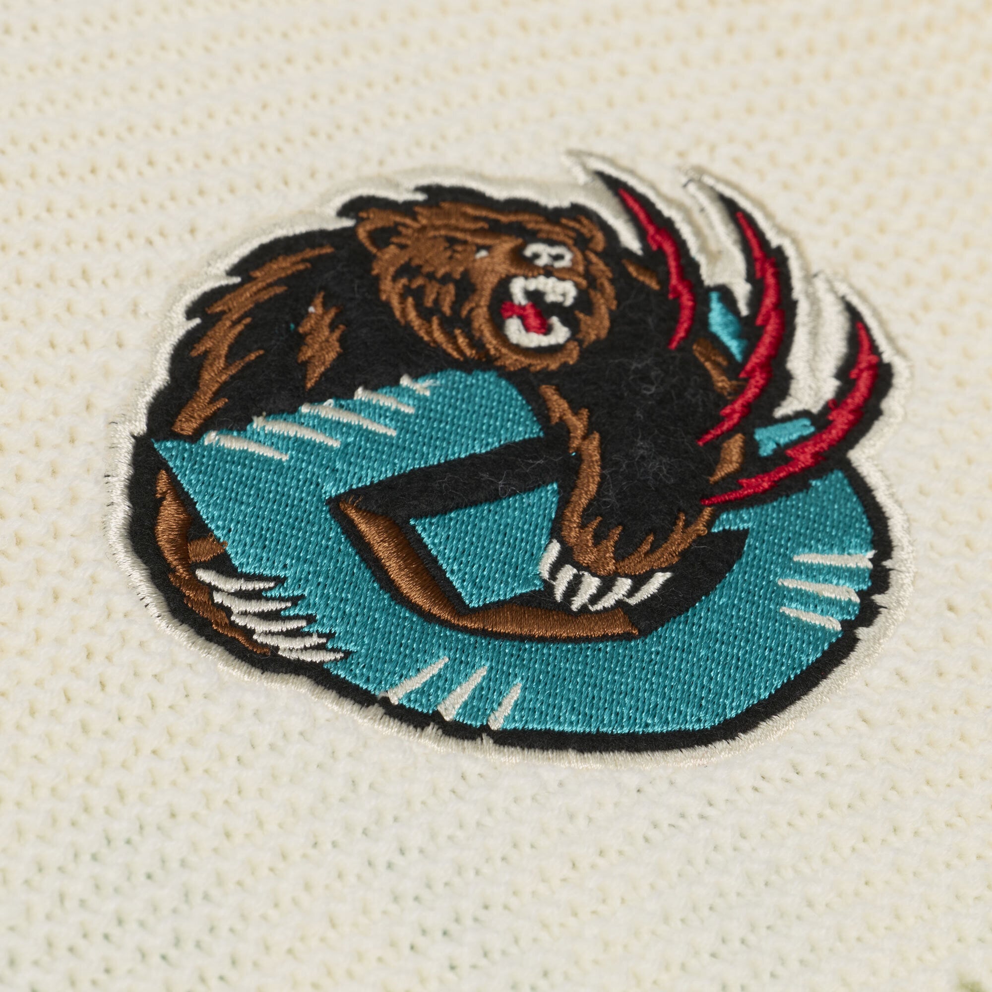 Men's Mitchell & Ness  Cream Vancouver Grizzlies Hardwood Classics Retro Roots Short Sleeve Sweater Jersey
