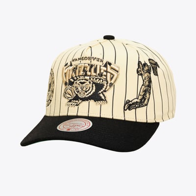 Vancouver Grizzlies Mitchell & Ness Hardwood Classics Retro Roots Stripe Pro Adjustable Hat - Cream
