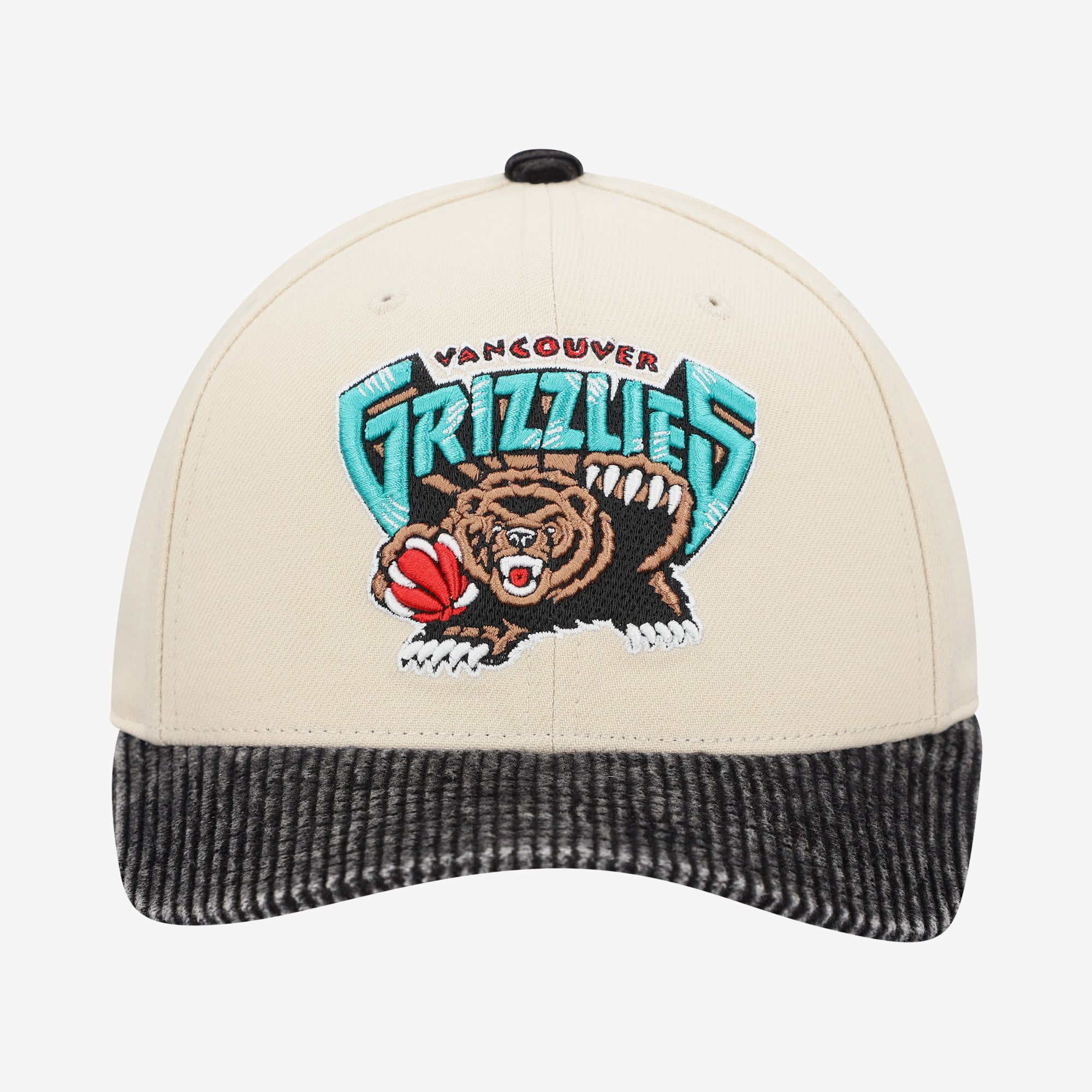 Men's Mitchell & Ness Cream Vancouver Grizzlies Washed Corduroy Pro Crown Snapback Hat