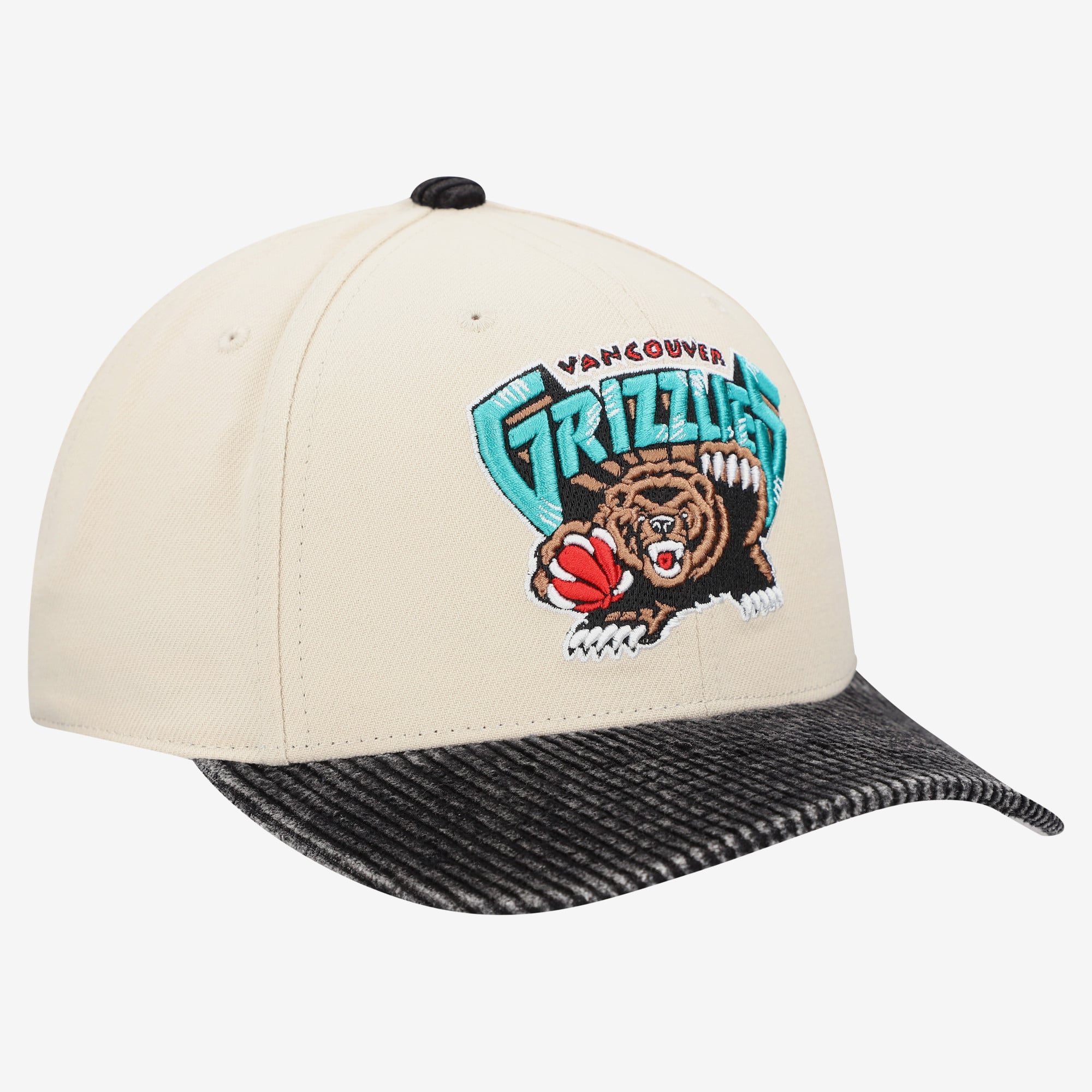 Men's Mitchell & Ness Cream Vancouver Grizzlies Washed Corduroy Pro Crown Snapback Hat