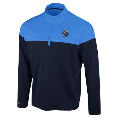 Pull-over à col zippé Antigua Hinder des Vancouver Whitecaps FC - Bleu marine/Bleu clair