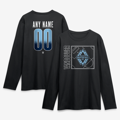Vancouver Whitecaps FC  Home Field Pop Personalized Name & Number Long Sleeve T-Shirt - Black