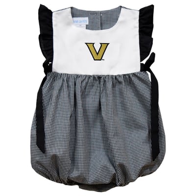 Vanderbilt Commodores Vive La Fete Girls Infant Gingham Puffy Bubble Dress - Black