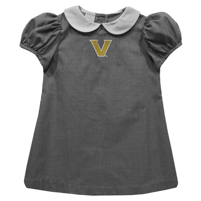 Vanderbilt Commodores Vive La Fete Girls Toddler Gingham Puffy A-Line Dress - Black