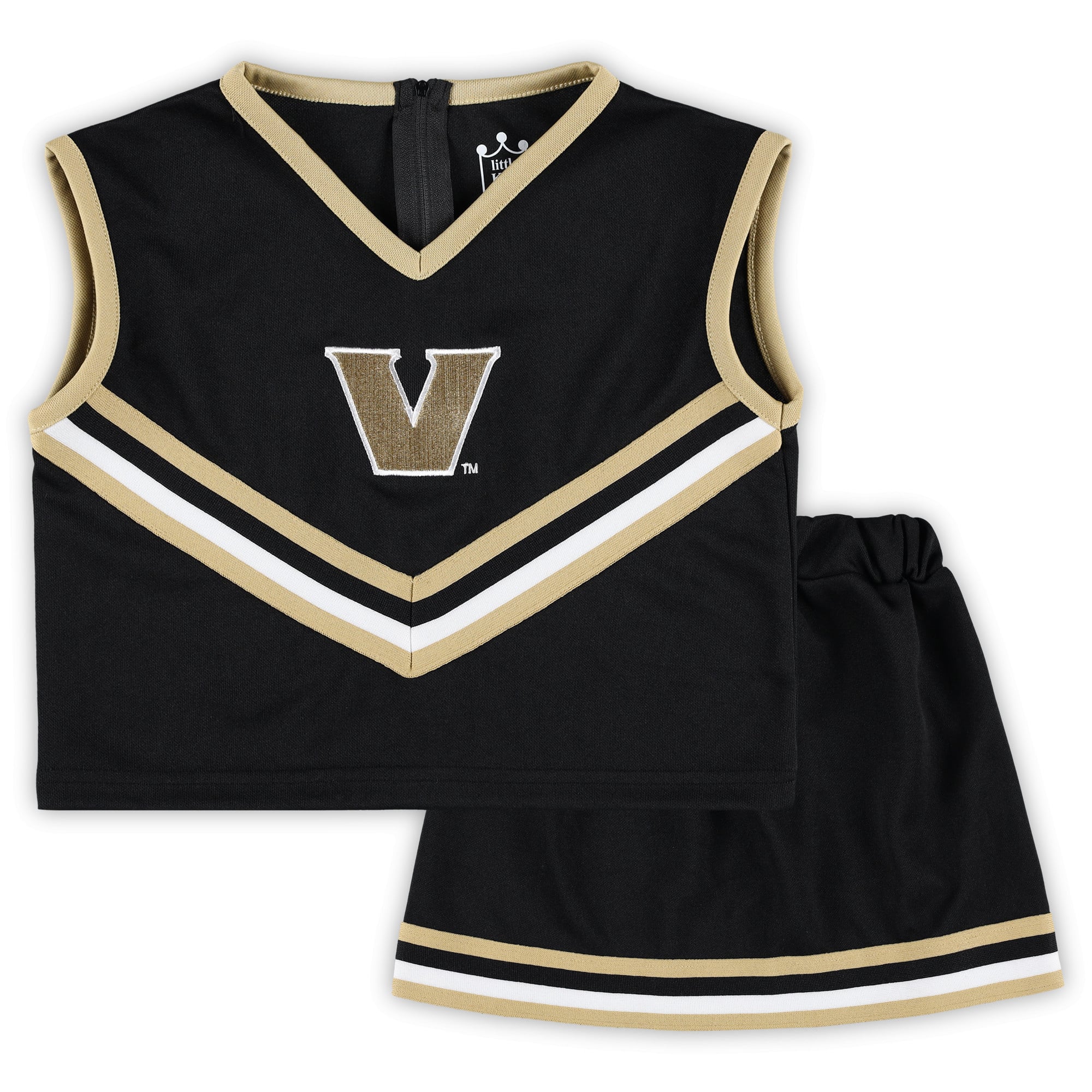 Ensemble de cheerleading deux pièces Little King Black Vanderbilt Commodores pour filles