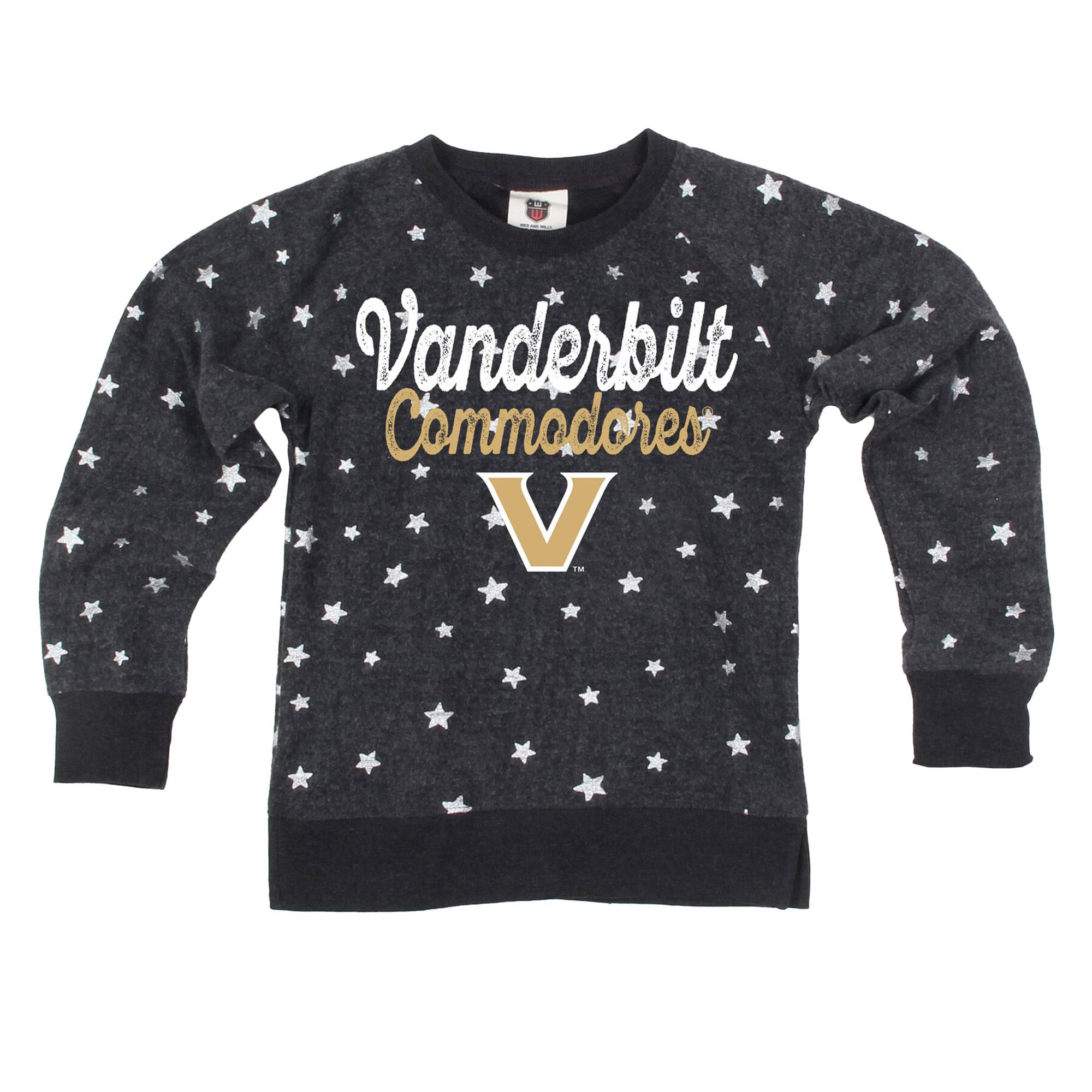 Sweat-shirt en polaire inversée à étoiles scintillantes Wes & Willy Black Vanderbilt Commodores pour filles