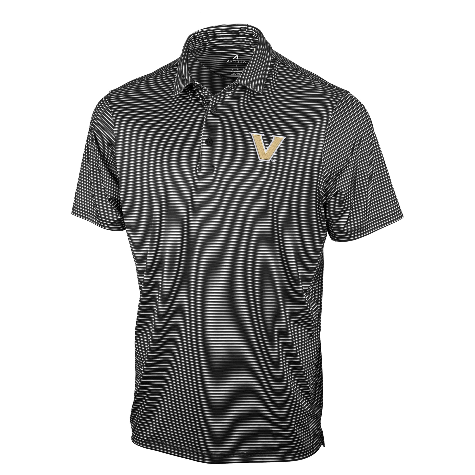 Men's Antigua Black Vanderbilt Commodores Eager Polo