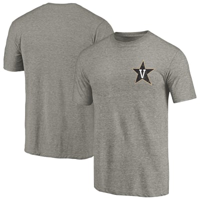 Vanderbilt Commodores Left Chest Distressed Logo Tri-Blend T-Shirt - Gray Heathered
