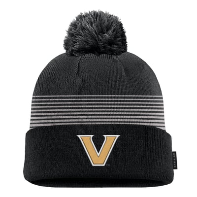 Vanderbilt Commodores Nike 2026 On-Field Peak Cuffed Knit Hat with Pom - Black
