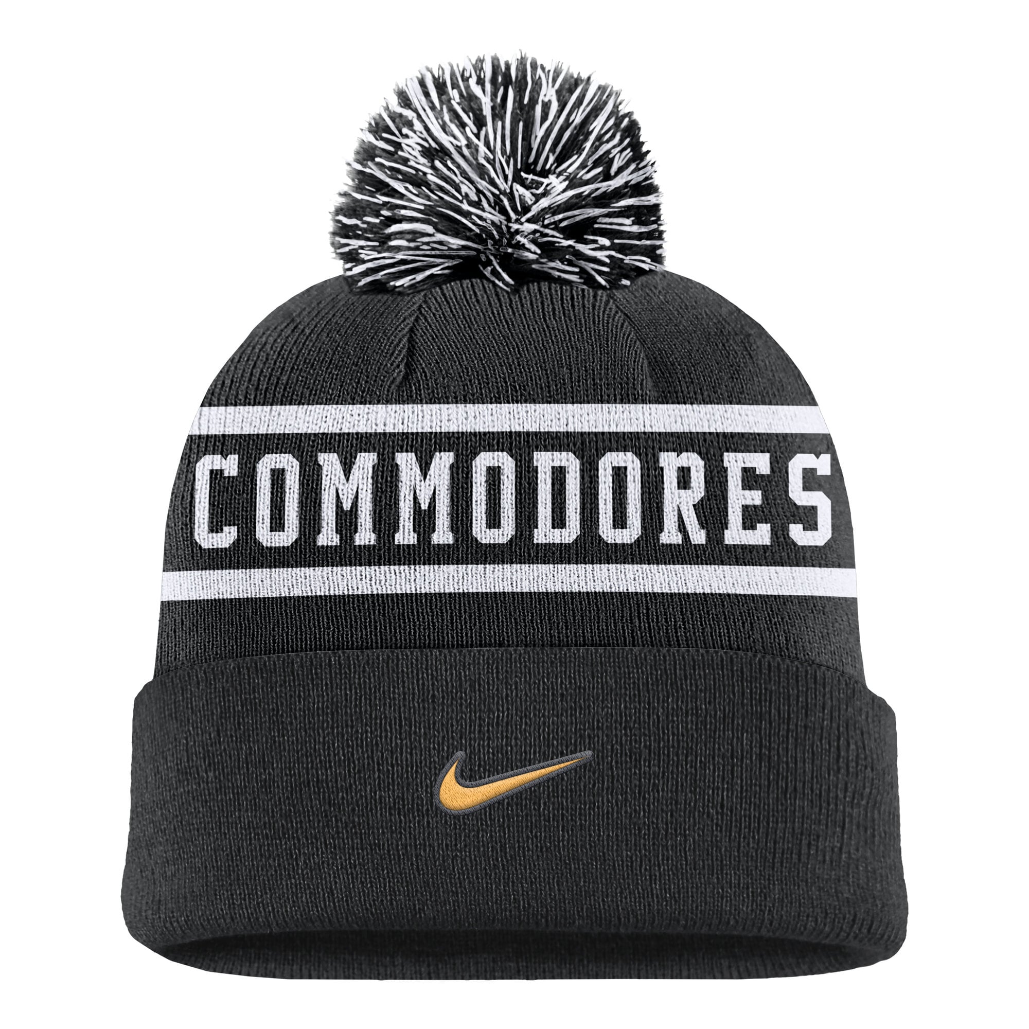 Bonnet Nike noir pour homme, modèle Vanderbilt Commodores Peak, à revers et pompon