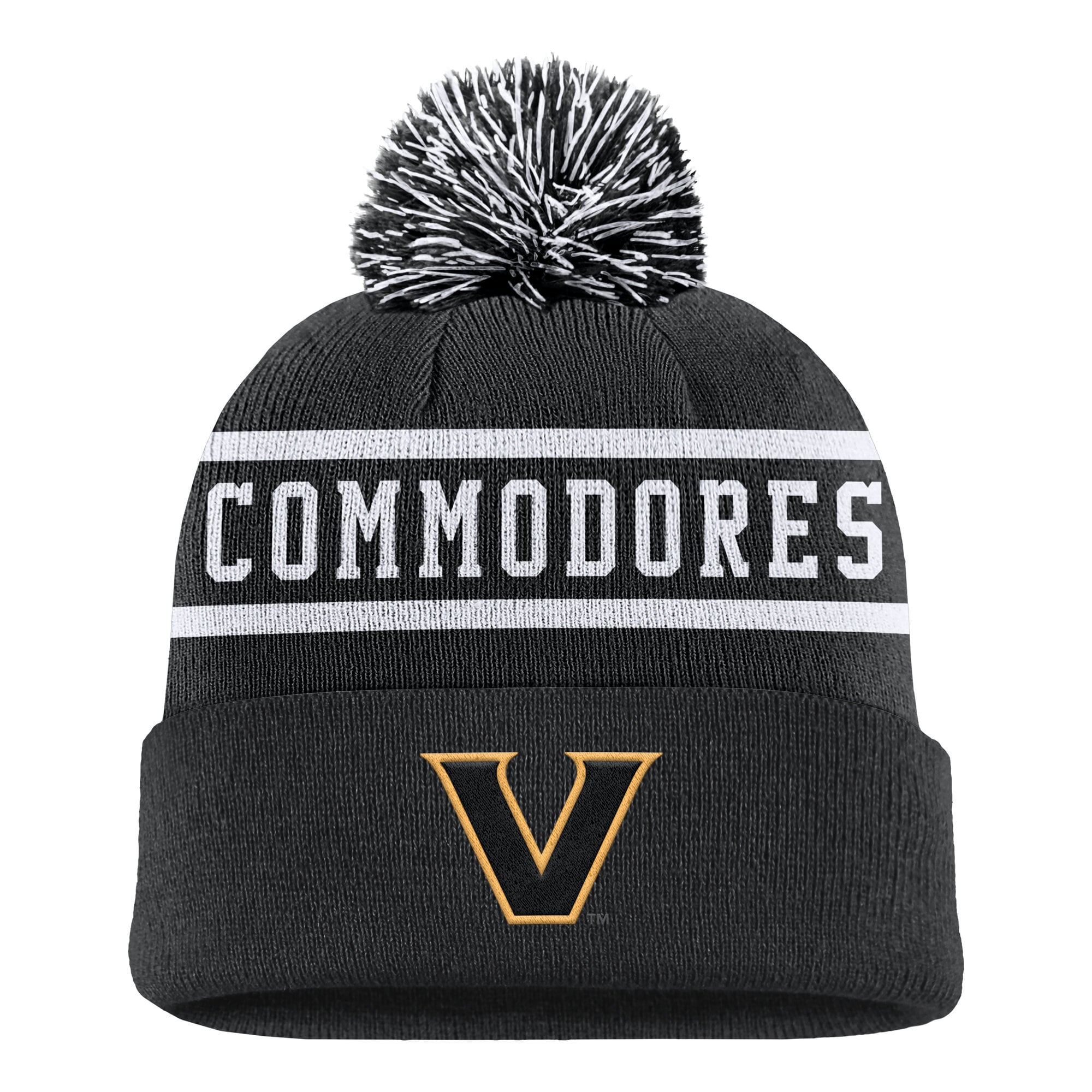 Bonnet Nike noir pour homme, modèle Vanderbilt Commodores Peak, à revers et pompon