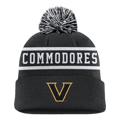Vanderbilt Commodores Nike Peak Cuffed Knit Hat with Pom - Black