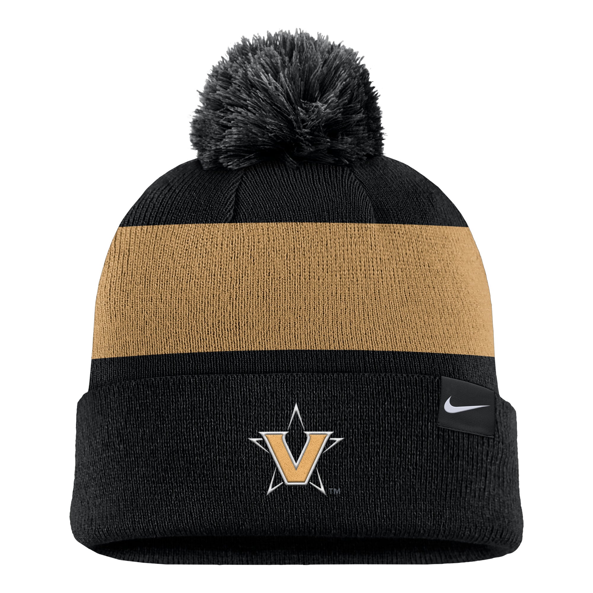 Bonnet à rayures et logo Nike Vanderbilt Commodores Primetime noir pour homme avec pompon