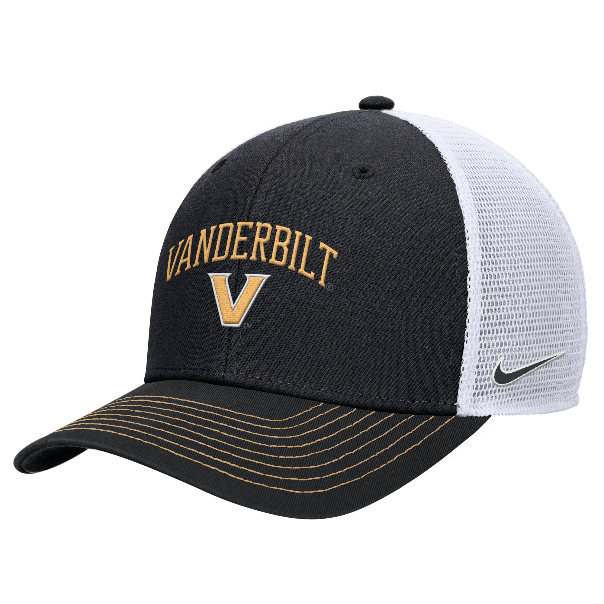 Men's Nike Black Vanderbilt Commodores Rise Trucker Dri-FIT Adjustable Hat