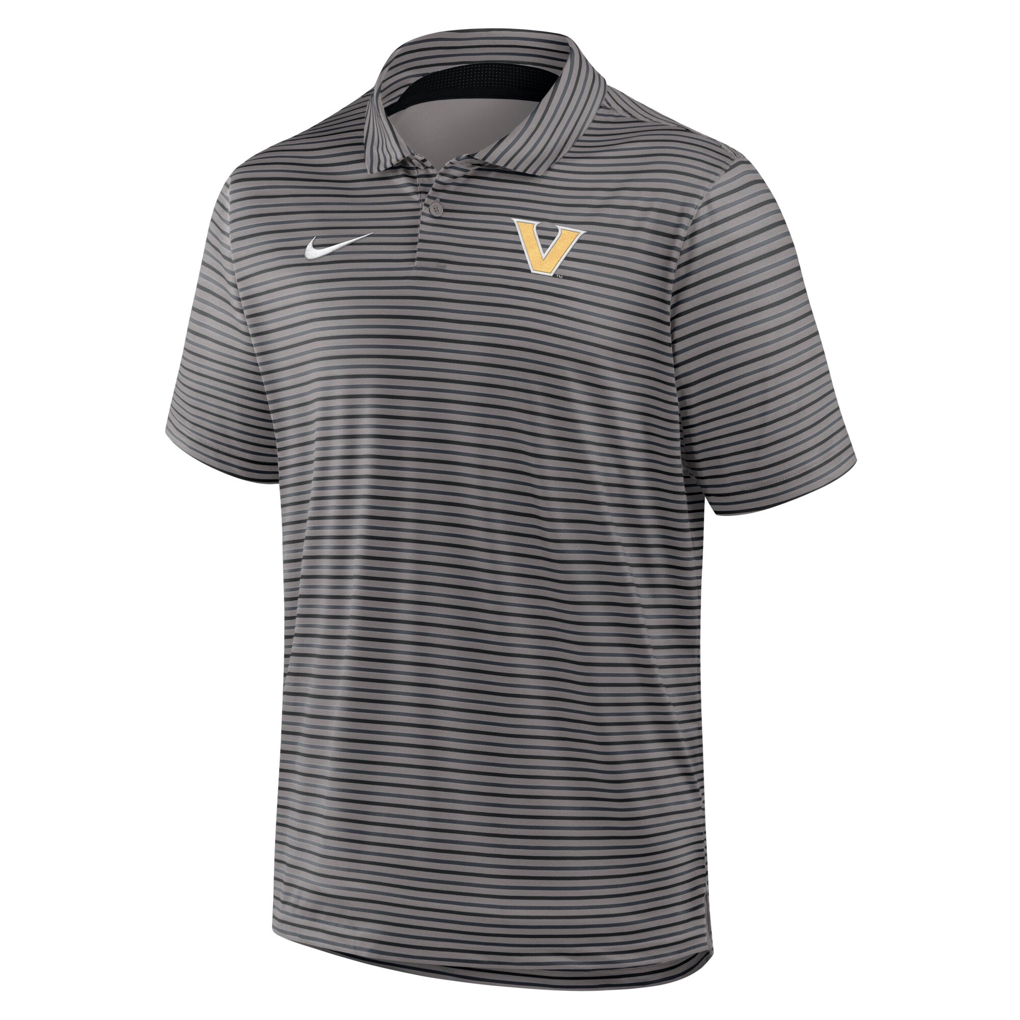 Polo Nike Dri-FIT Tour Stripe gris pour homme, Vanderbilt Commodores
