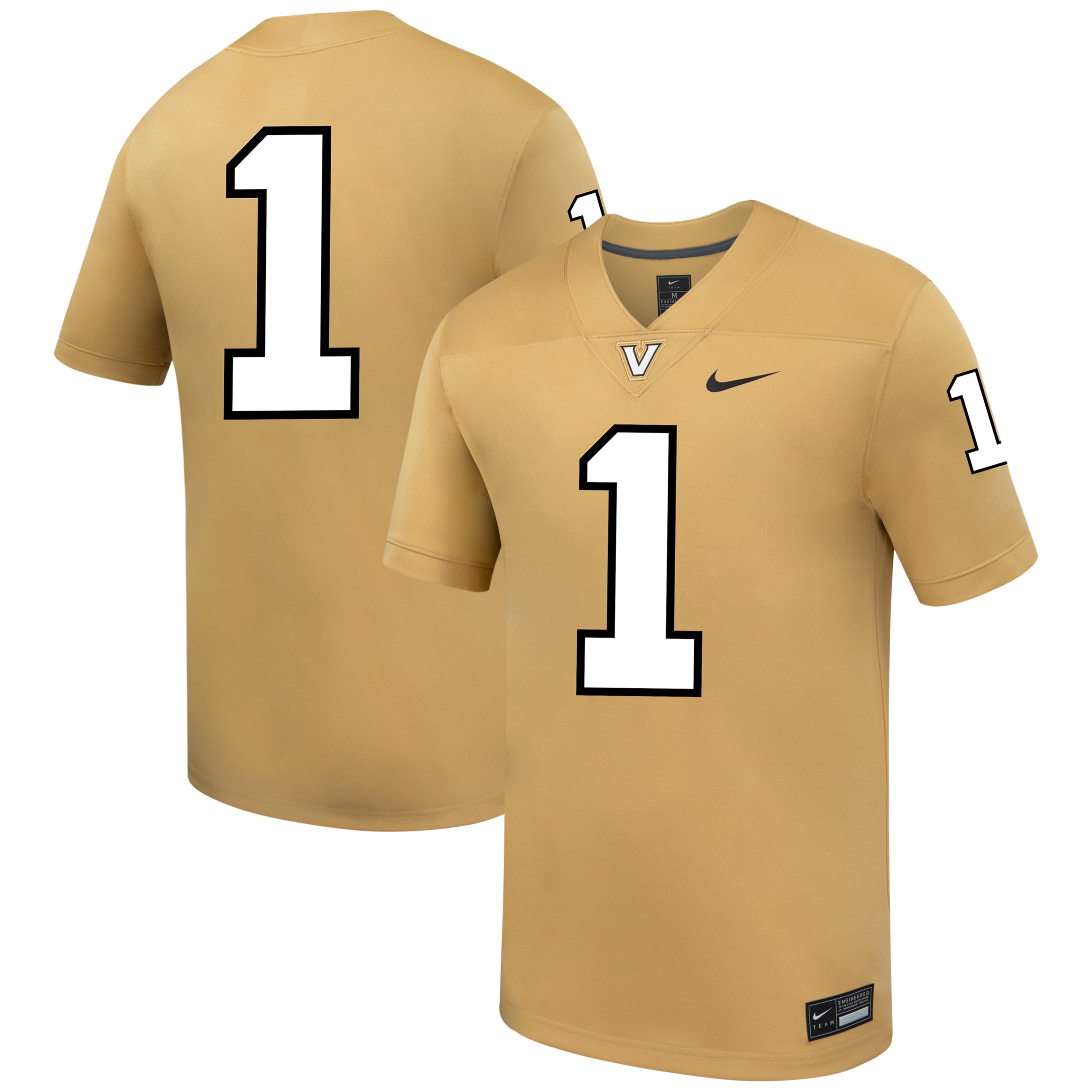Maillot de football réplique Nike n°1 or des Vanderbilt Commodores pour homme