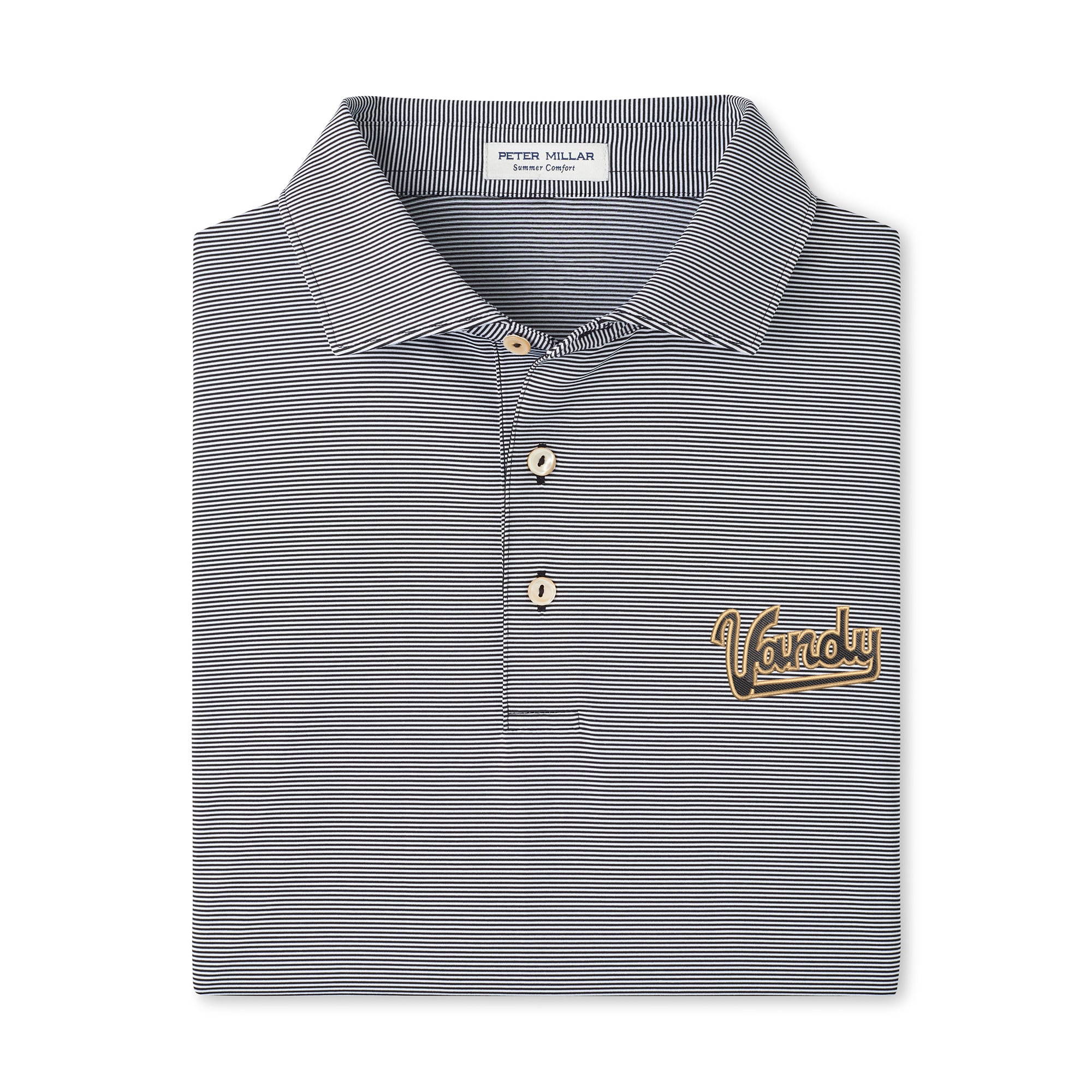 Polo de performance Peter Millar noir pour homme, modèle Jubilee des Commodores Vanderbilt, collection