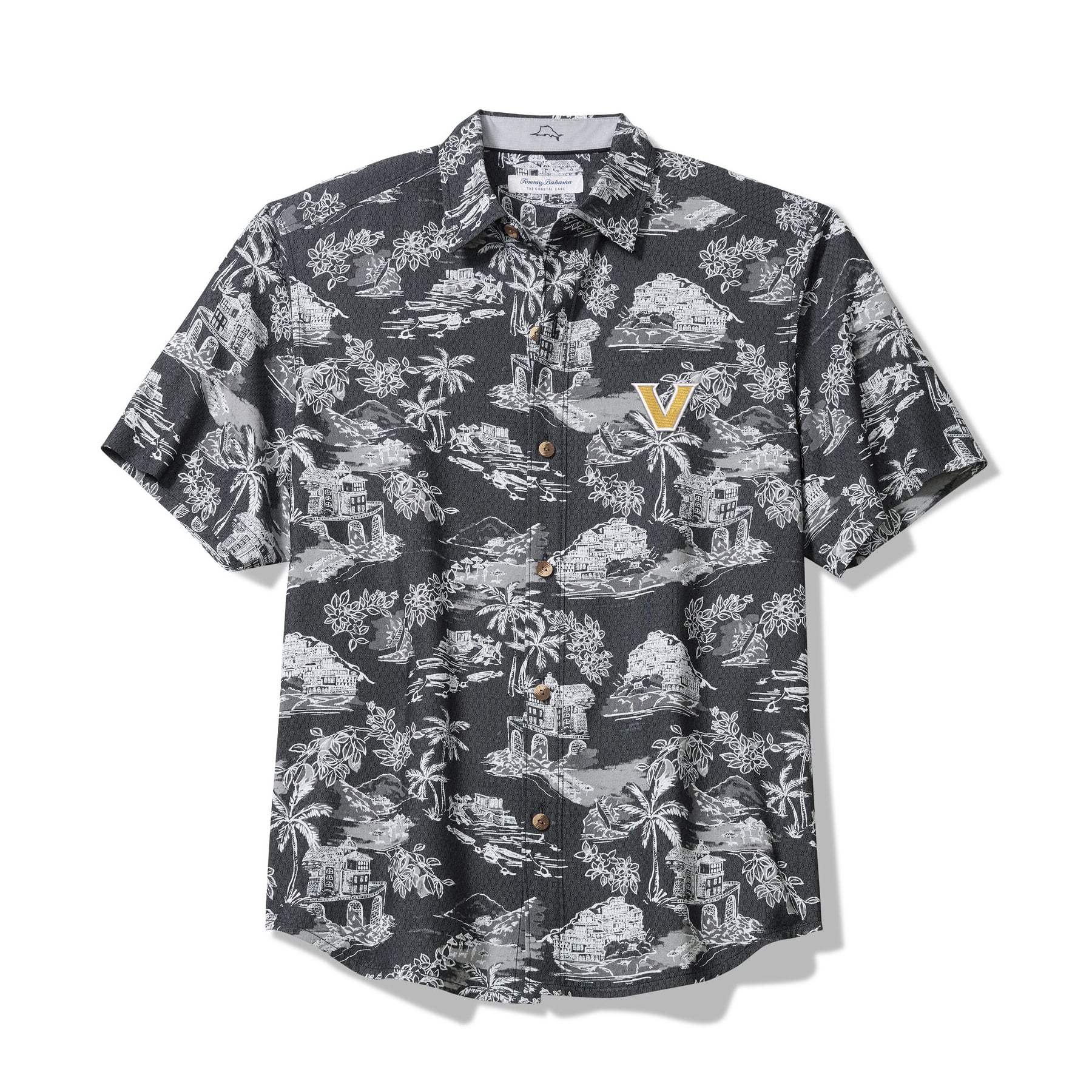 Men's Tommy Bahama Black Vanderbilt Commodores Coastal Ease Paradise Isle Camp Button-Up Shirt