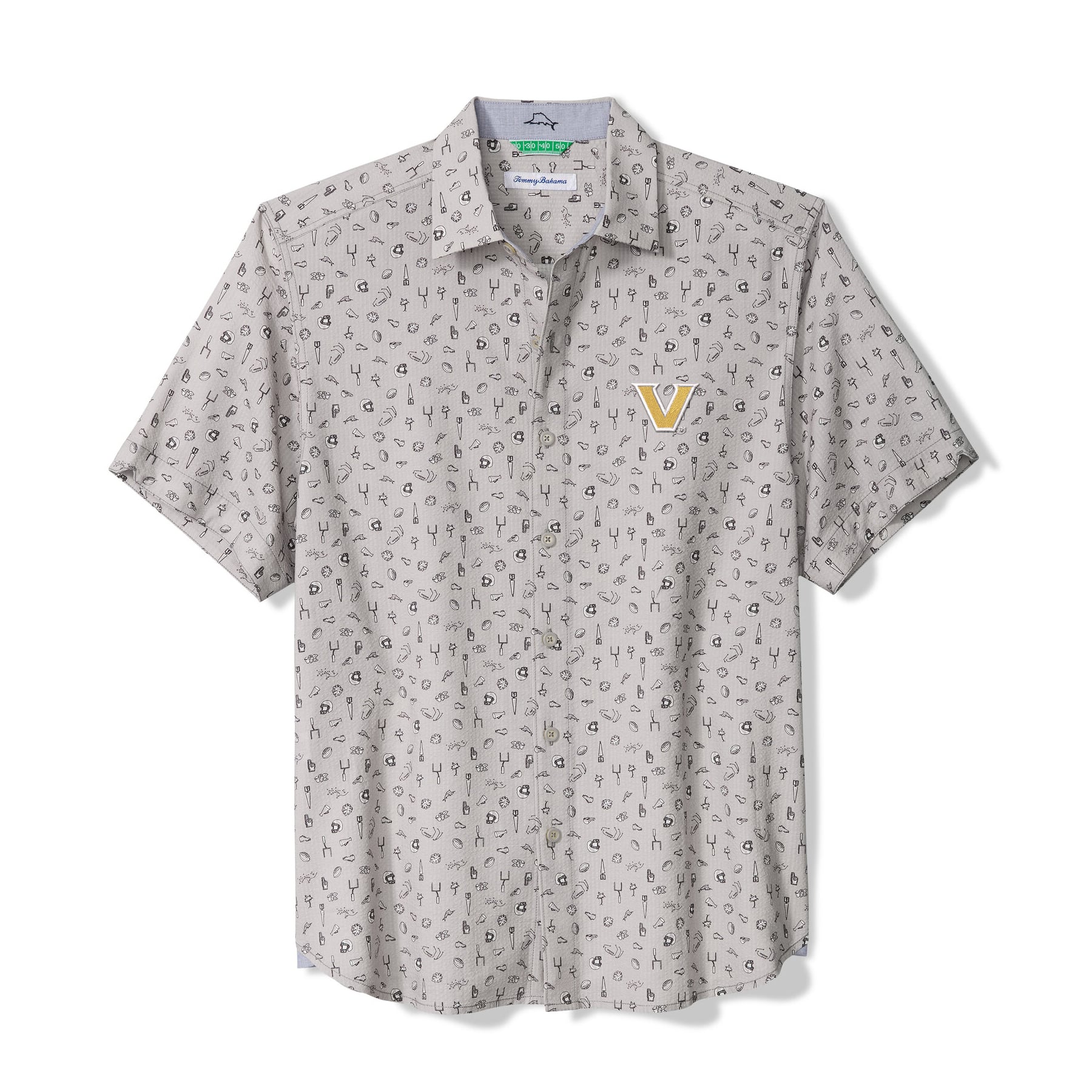 Men's Tommy Bahama Gray Vanderbilt Commodores Playa Playbook Camp IslandZone Button-Up Shirt