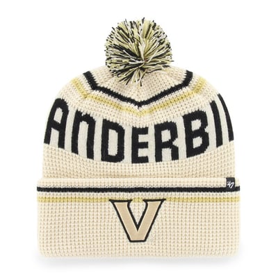 Bonnet unisexe Vanderbilt Commodores '47 à revers gaufré et pompon - Crème