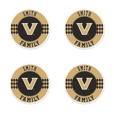 Vanderbilt Commodores 4" Personalized Circular Coasters 4-Pack Set