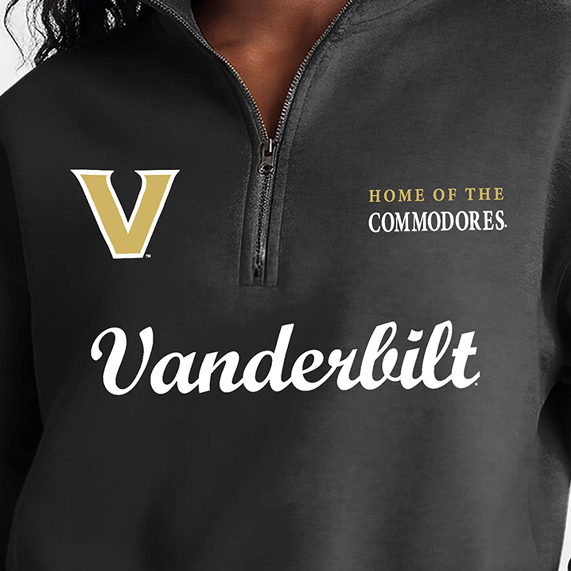 Women's Champion Black Vanderbilt Commodores Academic Triumph Quarter-Zip Tri-Blend Pullover