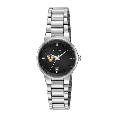 Vanderbilt Commodores Citizen Watch Women's Black Dial Stainless Steel Watch - Silver
