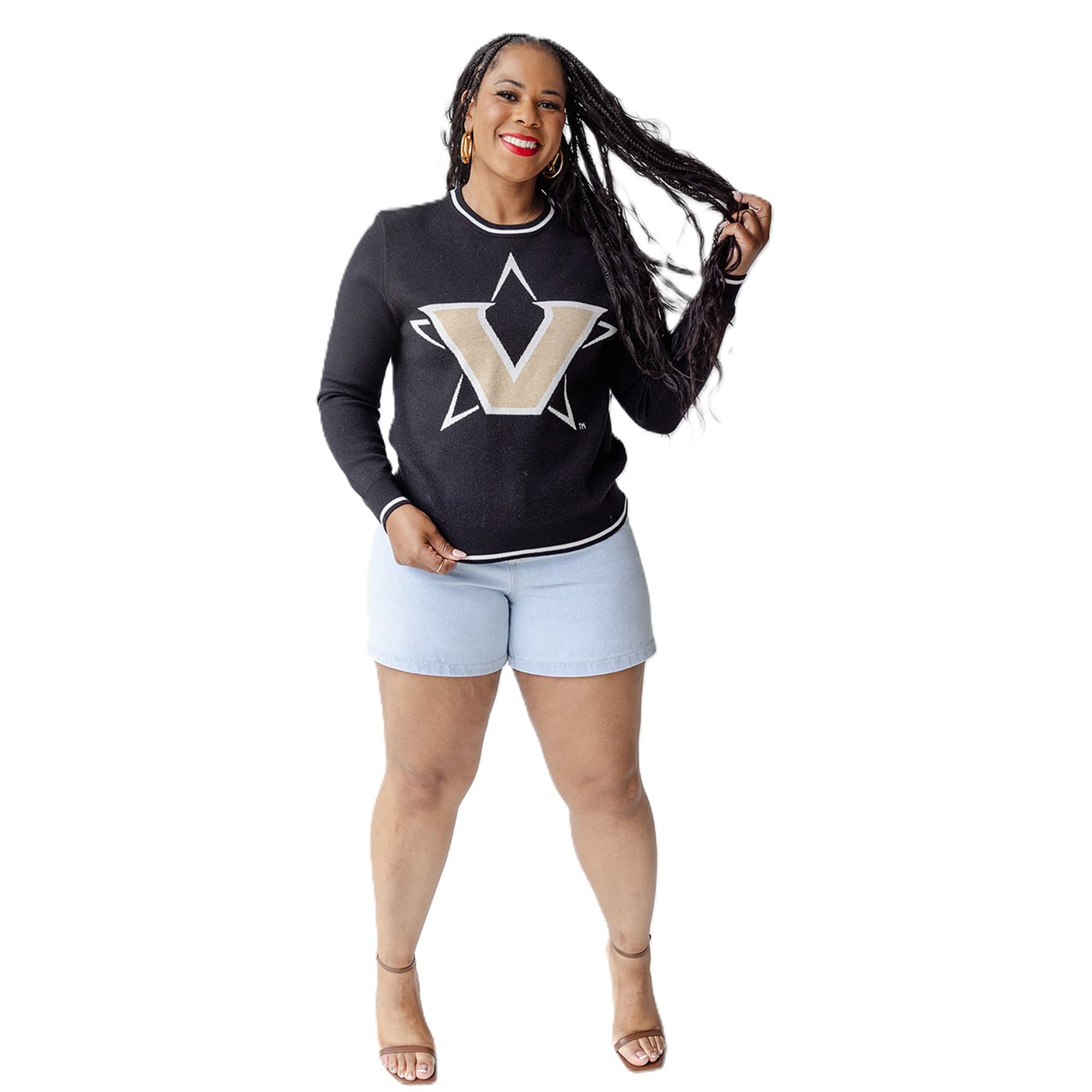 Pull-over noir à motif mascotte des Commodores de Vanderbilt pour femmes, idéal les jours match.