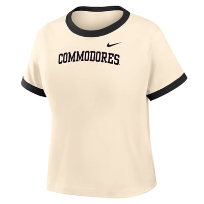 Vanderbilt Commodores Nike Women's Ringer Mod Cropped T-Shirt - Natural