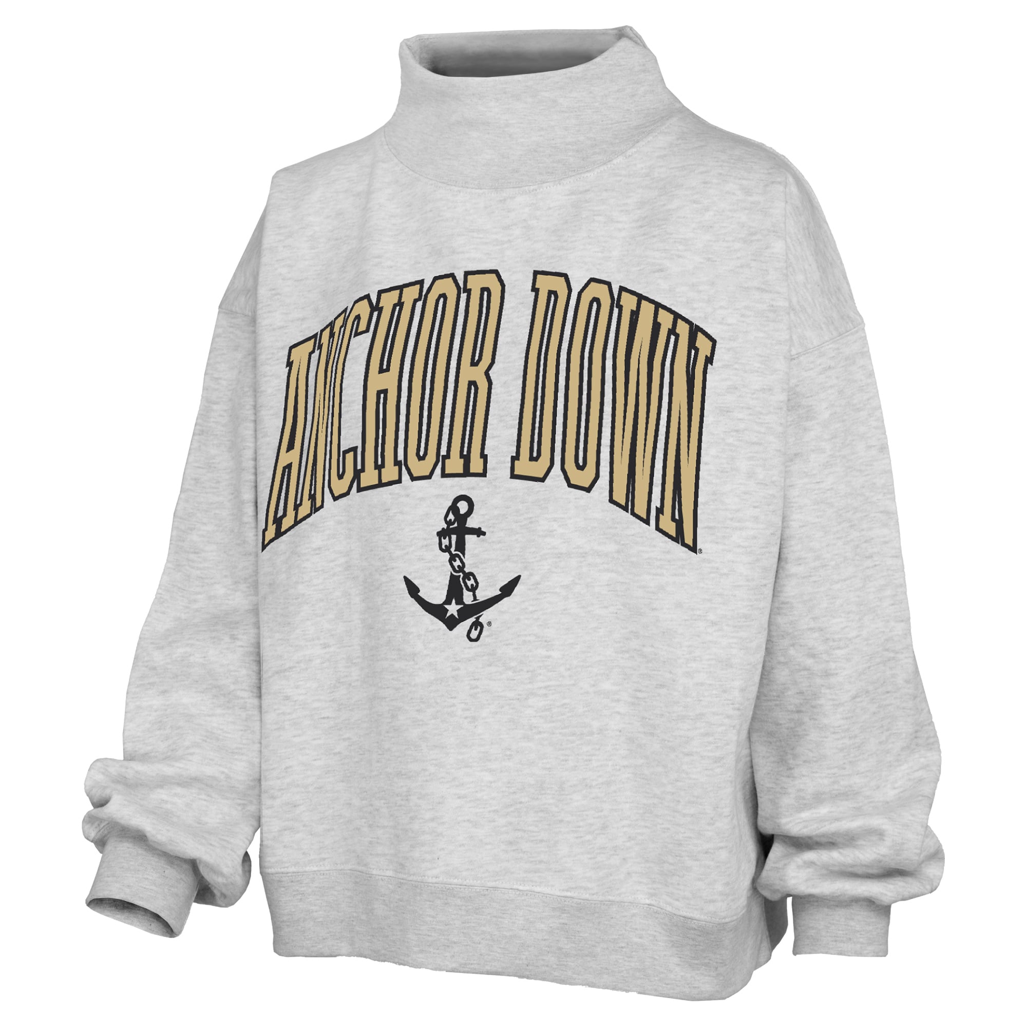 Sweat-shirt à col montant oversize en polaire avec slogan, couleur cendre, pour femme, Pressbox Vanderbilt Commodores