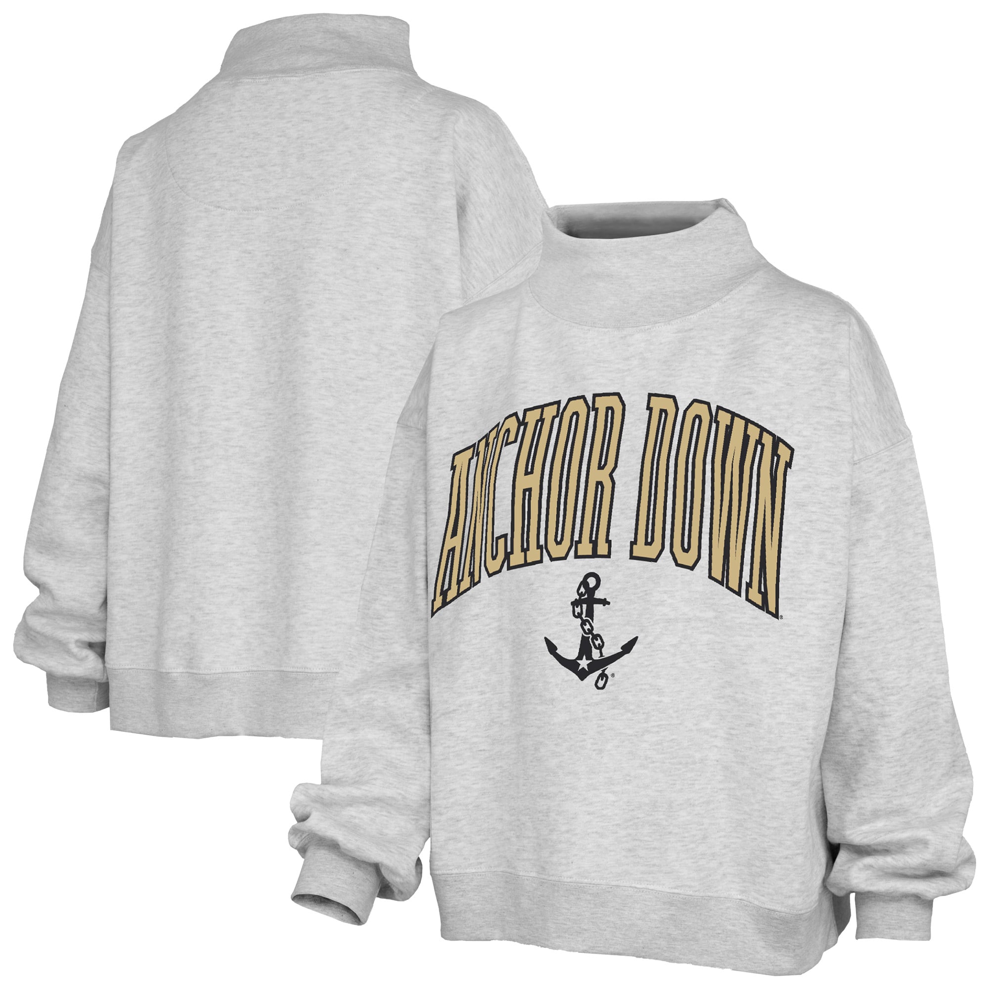 Sweat-shirt à col montant oversize en polaire avec slogan, couleur cendre, pour femme, Pressbox Vanderbilt Commodores