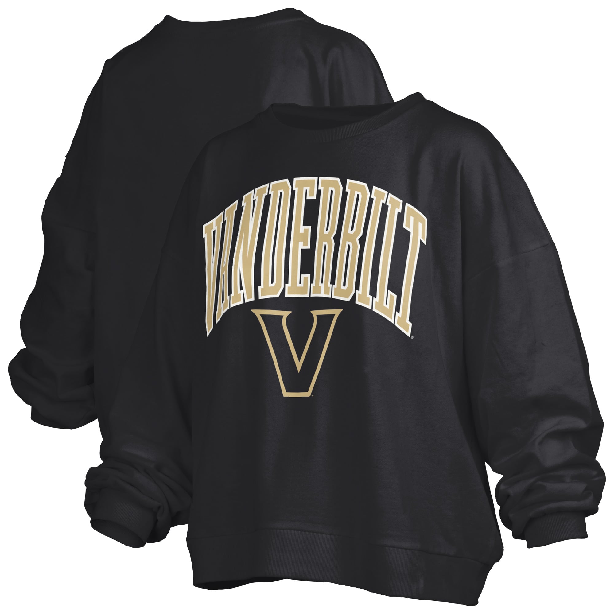 Sweat-shirt polaire oversize noir Pressbox Vanderbilt Commodores Janise avec logo sur l'arche, pour femme