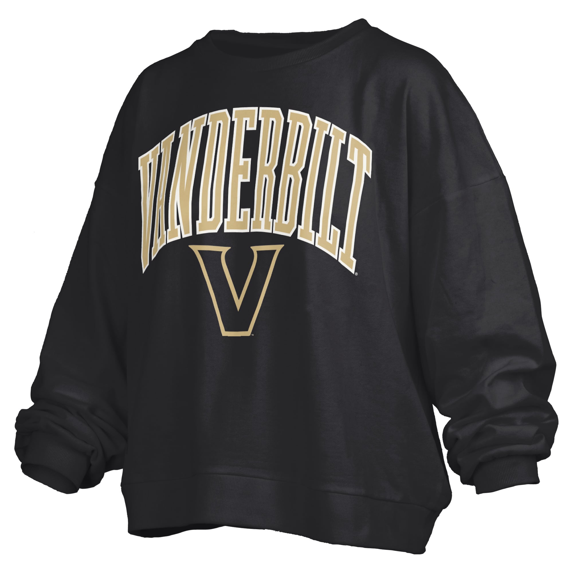Sweat-shirt polaire oversize noir Pressbox Vanderbilt Commodores Janise avec logo sur l'arche, pour femme