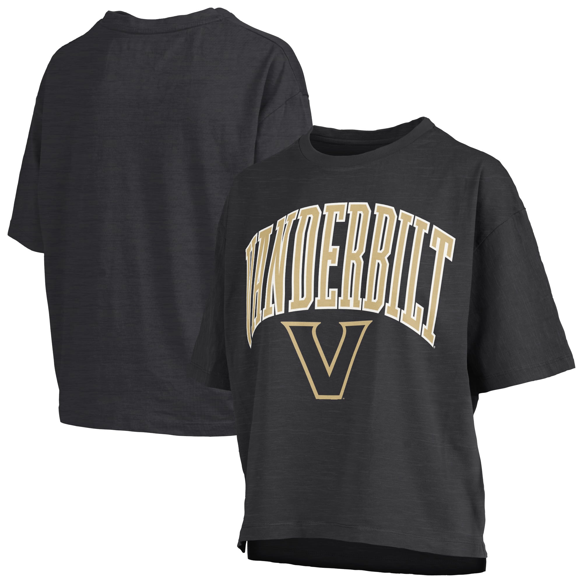 T-shirt oversize noir Pressbox Vanderbilt Commodores avec logo Nelson Arch Over en flammage
